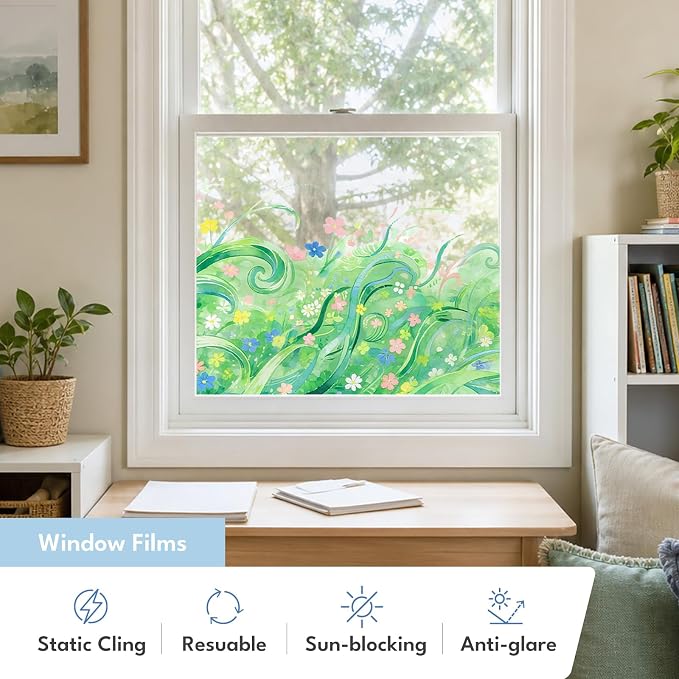 ADD.HERES Stained Glass Window Film, Window Film Decorative, 17.5 x 78.7 in