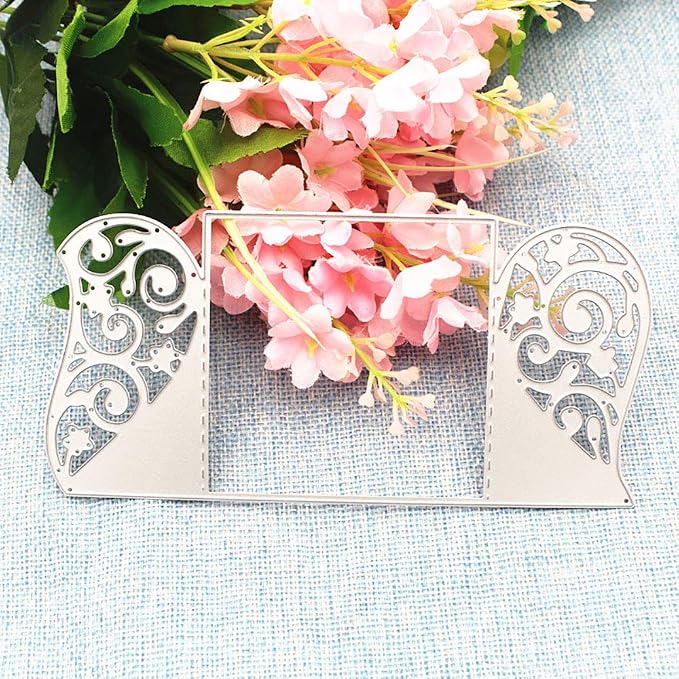3D Card Shape Metal Cutting Dies, Invitation Card Background Dies Note Embossing Stencils for DIY Scrapbooking Photo Album Decorative DIY Paper Cards Making Gift, Classic Style Metallic Die Cut