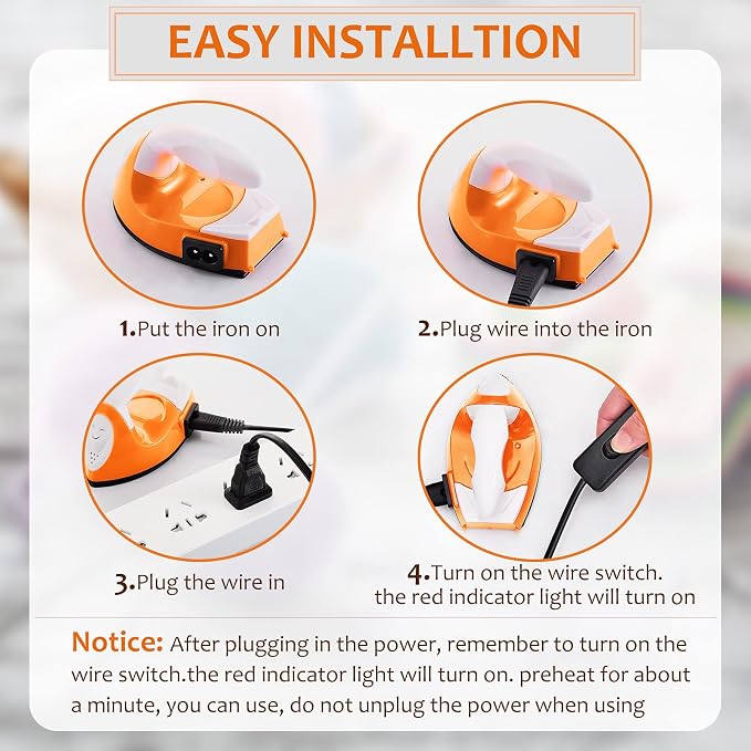 Honoson Mini Craft Iron with Charging Base Tiny,Orange