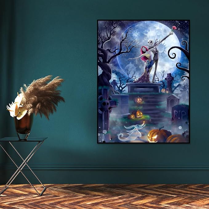 MIRCVSH Halloween Paint by Numbers for Adults with Framed Canvas-with Wooden Easel,Paint by Number on Canvas,DIY Acrylic Oil Painting Kits with Brushes Nice Gift Box for Home Wall Decor(12x16 Inch)