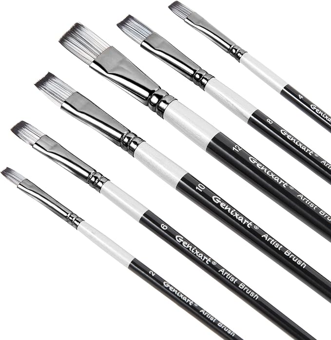 Genixart Flat Paint Brush Set – Art Paintbrushes Acrylic Oil Watercolor