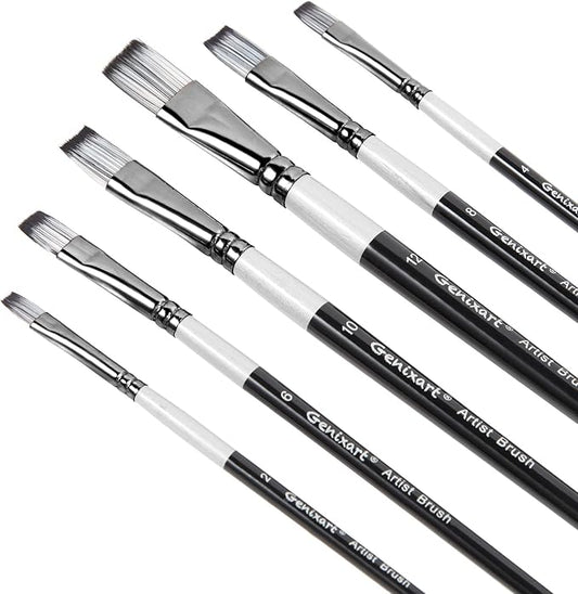 Genixart Flat Paint Brush Set – Art Paintbrushes Acrylic Oil Watercolor