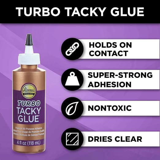 Aleene's Turbo Tacky Glue for Crafts in Always Ready Bottle, Strong Bond Adhesive, Nontoxic, Dries Clear, 4 fl oz 3-Pack
