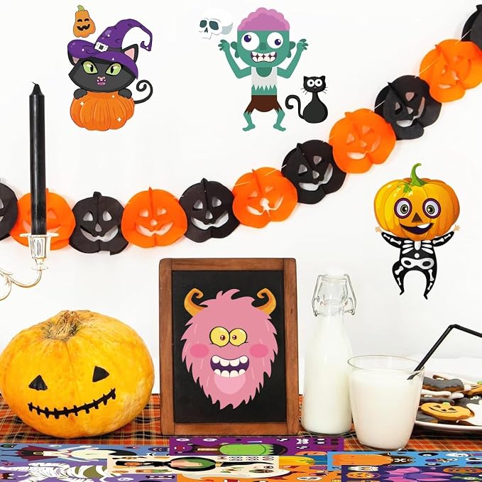 64 Sheets Halloween Stickers for Kids, Halloween Crafts DIY Stickers