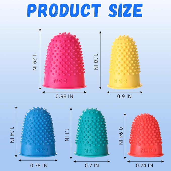 Zonon 20 Pcs Rubber Thimble Finger Protector,Multicolor | Hand Sewing Embroidery Finger Grips Tips Guard 5 Sizes, Hot Glue Sorting Paperwork Carving Quilting Knitting Craft Supplies