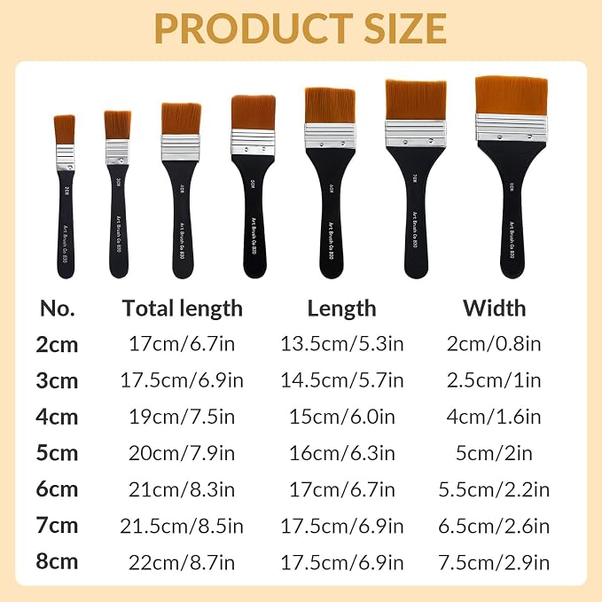 EORTA Flat Art Paint Brushes Set Assorted Size Nylon Painting Brushes