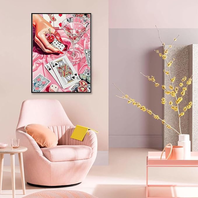 Square Diamond Art Kits for Adults Cute Diamond Painting Kit for Beginner | Vintage Pink 5D DIY Square Diamond Dots Full Drill Crafts for Gem Art Dot Art for Adults Home Wall Decor for Teens 12x16 in