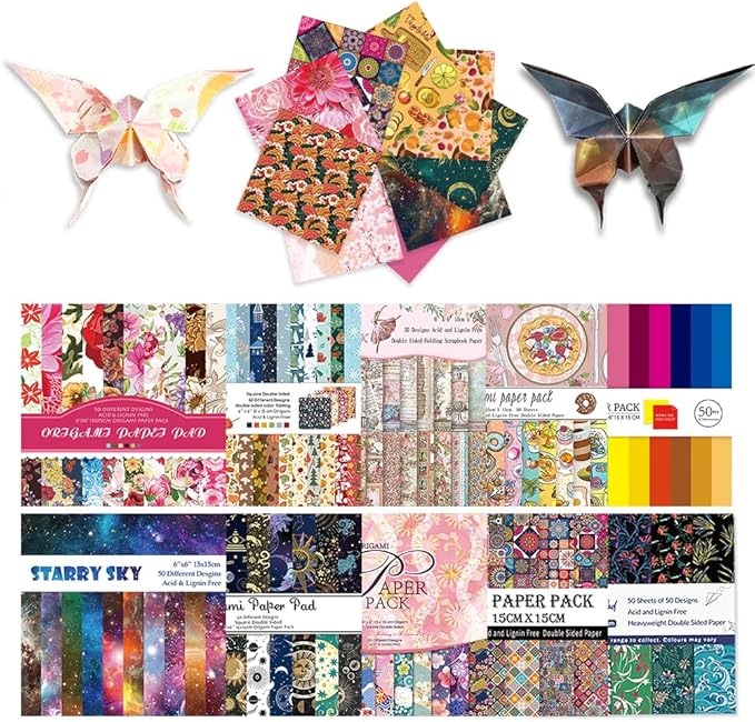 10 Different Packs Full Collection Origami Paper, 6-Inch Double Sided Color | 70GSM Colorful Paper,Various Pattern Origami Set,DIY Hand Crafts Kit,Arts Creativity,Easy to Fold,No-Fading