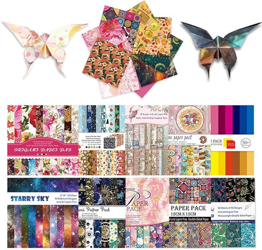 10 Different Packs Full Collection Origami Paper, 6-Inch Double Sided Color | 70GSM Colorful Paper,Various Pattern Origami Set,DIY Hand Crafts Kit,Arts Creativity,Easy to Fold,No-Fading