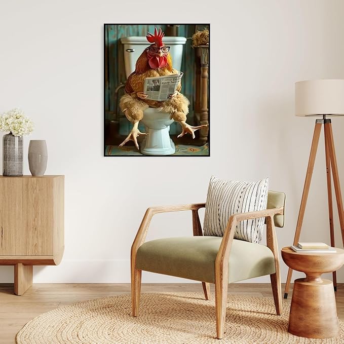 mrpwnle Paint by Numbers Kit for Adults, Chicken Paint by Numbers Kits | Funny Rooster Adult Paint by Number Kits on Canvas, DIY Acrylic Oil Easy Painting by Numbers for Home Wall Decor 16X20 inch