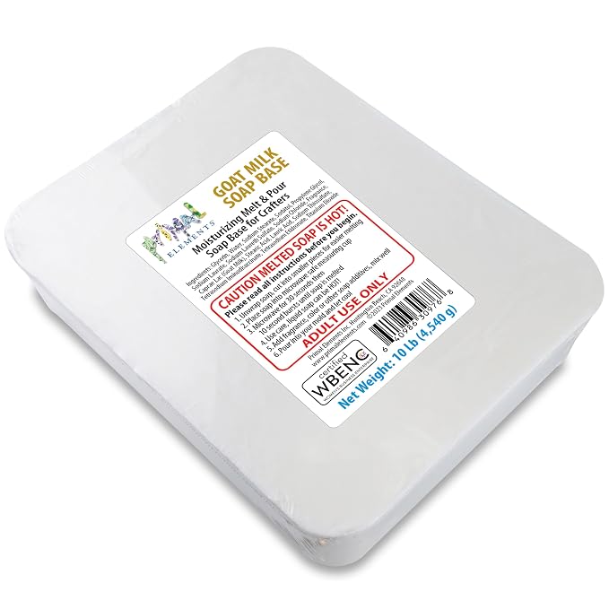 Primal Elements Goat Milk Soap Base - Moisturizing Melt and Pour Glycerin Soap Base for Crafting and Soap Making, Easy to Cut - 10 Pound