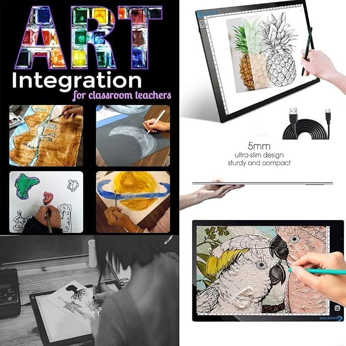 XIAOSTAR Light Box Drawing Pad, 12000 Lux LED Tracing Board A4, USB Powered (Not Rechargeable) PMMA Panel, Adjustable Brightness for Diamond Painting, Sketching, Animation, X-Ray–Includes Accessories | for Artists,Animation Drawing,Sketching,Animation,...