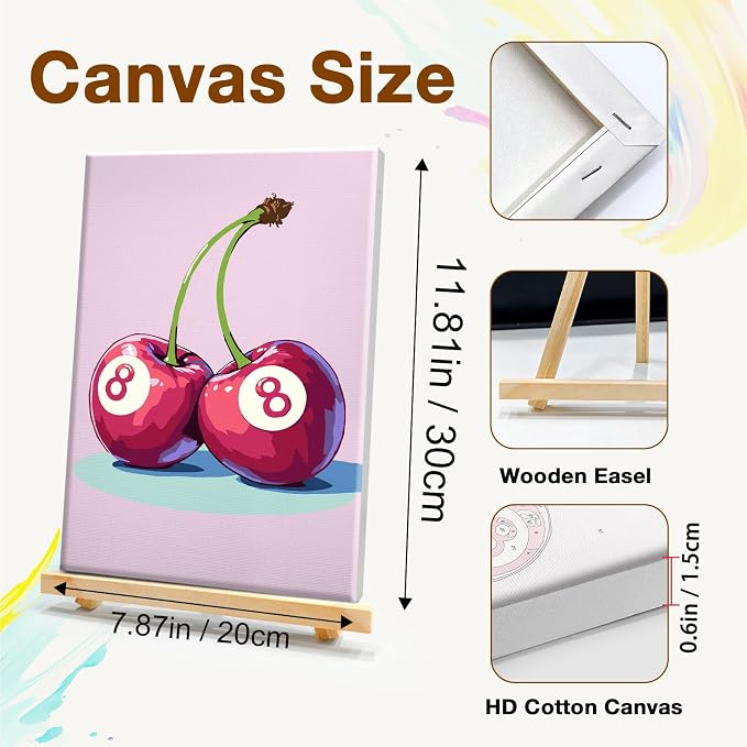 HeeBenor 4 Pack Paint by Numbers Kit for Adults Framed Canvas 8x12 Inch