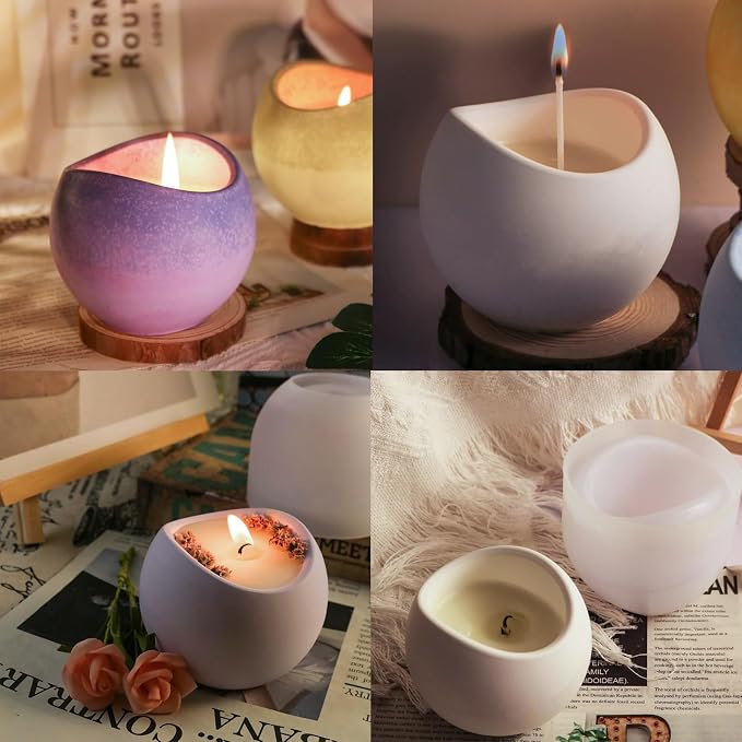 Curved Candle Cups Silicone Molds, Egg Shape Container Storage Resin Concrete Cement Molds, Epoxy Resin Casting Candle Vessels Jewelry Pen Holder Plant Pot Mold DIY Unique Crafts Decor