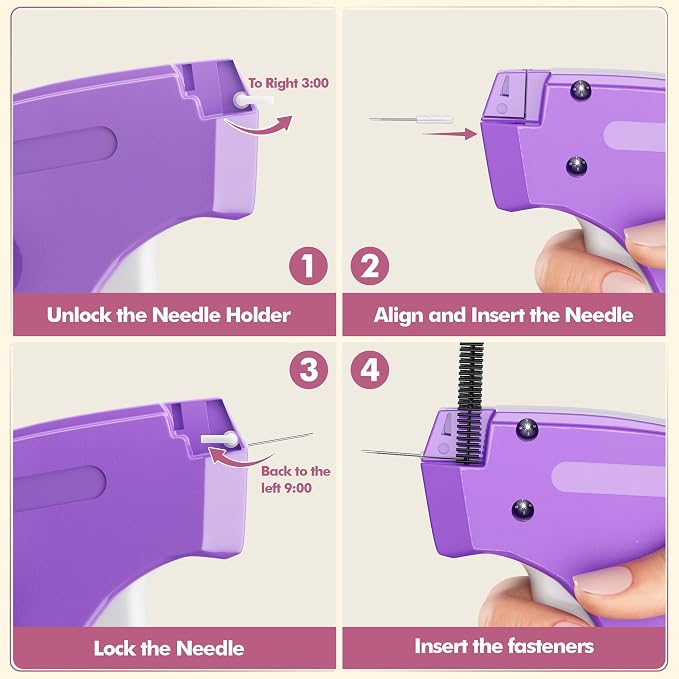 Stitch Gun for Clothes, Tagging Gun, Quick Clothing Fixer, Violet