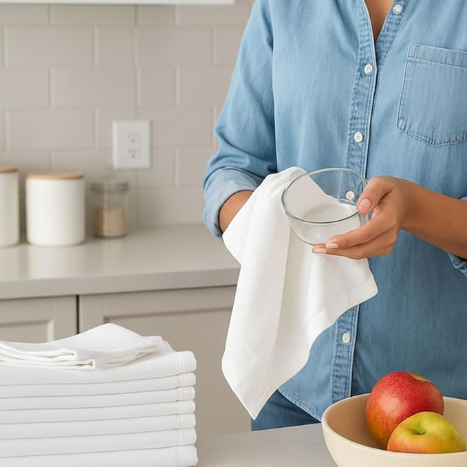 LITO LINEN AND TOWEL Flour Sack Tea Towels for Kitchen, 100% Cotton White Tea Towel & Dish Towels for Embroidery, Crafts, Cleaning & Baking, 18 x 28 Inch, Pack of 3