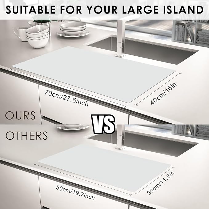 Extra Large Silicone Mat, Food-Grade Flexible Silicone Table Mats for Kids Non-Slip Placemat Waterproof Heat Insulation Countertop Protector Pastry Mat Silicone Pad, 27.6''x15.7'' Gray, 1Pcs