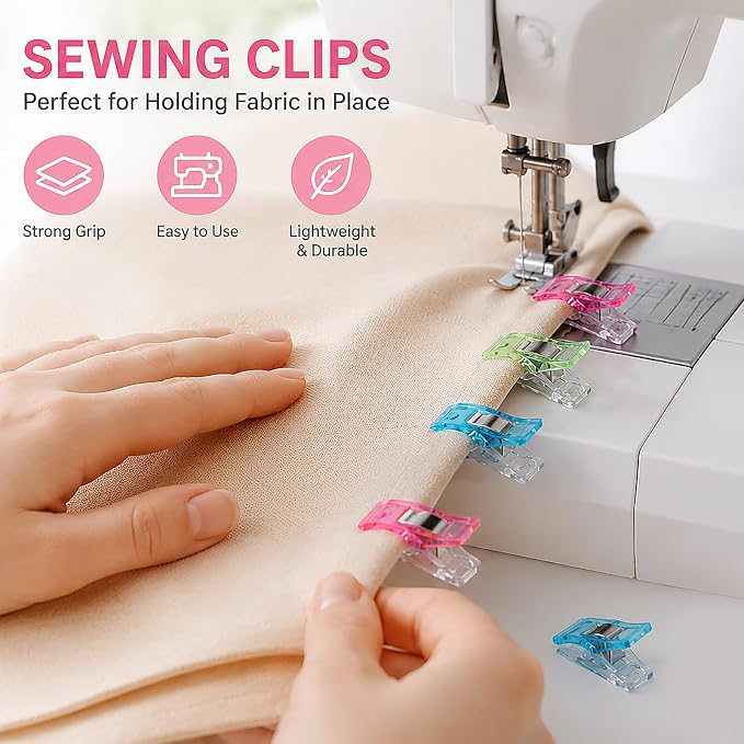 100 Pcs Multipurpose Sewing Clips Premium Quilting Fabric Clips for Hemming Supplies Embroidery Sewing Accessories Crafting Tools