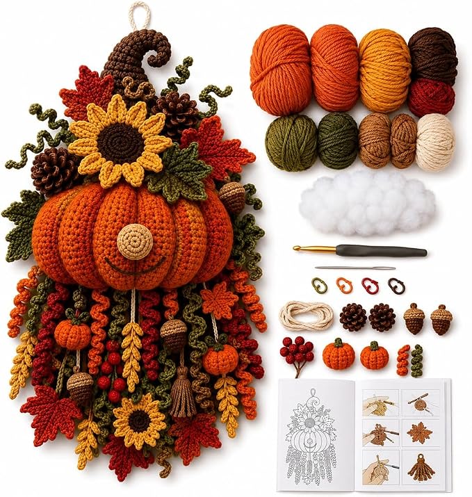 DIY Seasonal 3D Crochet Door Hanger Kit Collection, Handmade Wall Hanging
