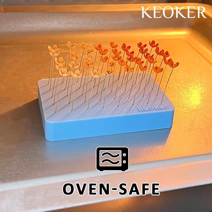 Keoker 1PC Silicone Baking Mat for Polymer Clay, Stud Earring Application Board for Standing & Painting, Polymer Clay Tool Work with Polymer Clay Earring Cutters (Blue)