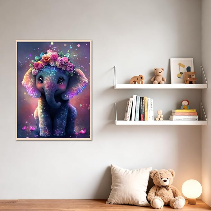 Amaieuin Elephant Diamond Painting for Adults,Elephant Diamond Art Painting for Adults,5D Diamond Painting for Home Decor and Gifts 12x16in
