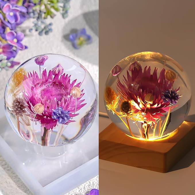 LET'S RESIN 9 Pcs Sphere Silicone Molds for Resin, Upgraded Seamless 3D Sphere Resin Molds Silicone,Large Round Ball Epoxy Resin Molds for Flowers Preservation,Resin Casting, Soap, Candle | for Epoxy & UV Resin, Large Round Molds for Flower Preservatio...