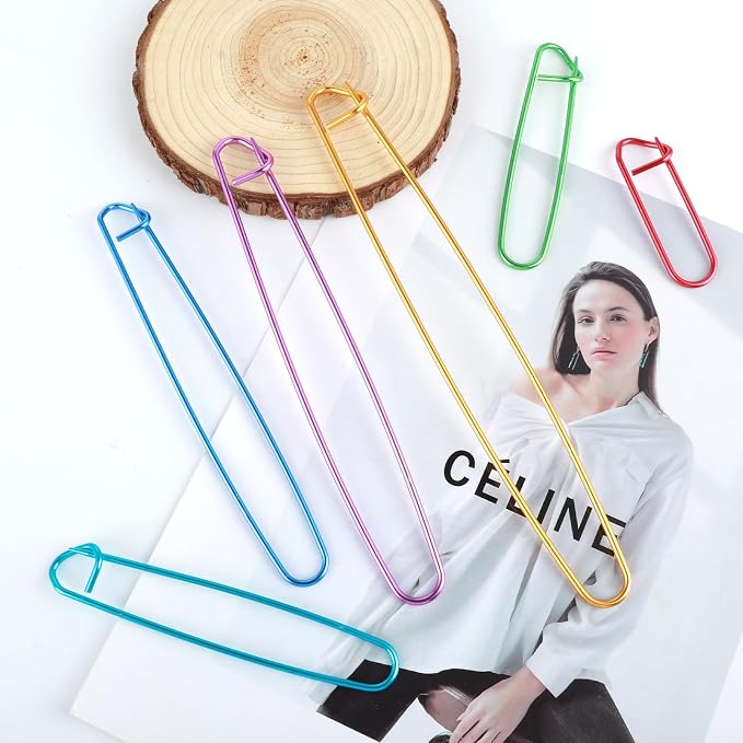 12 Pcs Knitting Stitch Holder 6 Size Colorful Aluminum Yarn Stitches Holder Set Knitting Crochet Practical Tools Safety Pins Stitch Markers for Crocheting Manual DIY Blankets Project