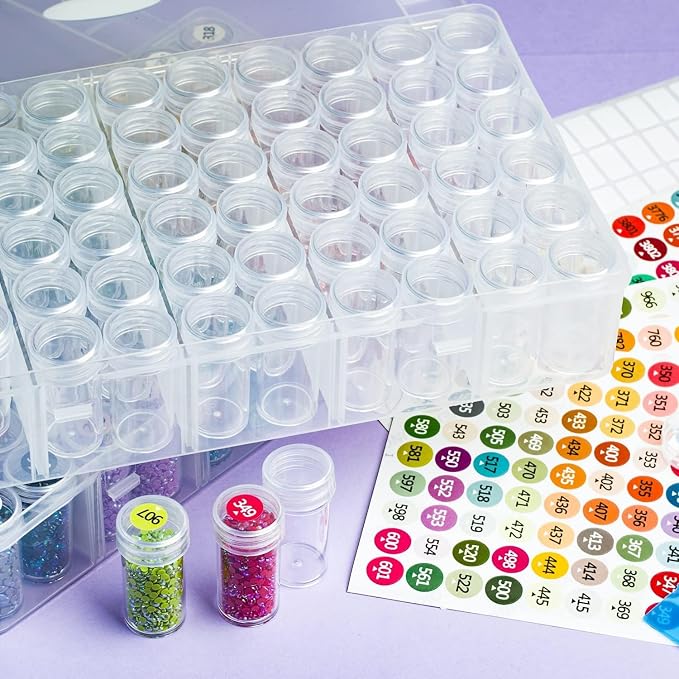 forever young 1-Pack Diamond Art Storage Container, 60-Grid Bead Organizer | Store your diamond art beads neatly with the organizer, keeping diamonds tidy. Diamonds not included. Includes free labels.