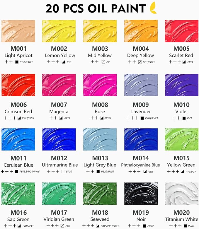 Magicfly Oil Paint, 20 Colors (50ml) Large Tubes Oil Paint Set, Oil Paints | Professional Non-toxic Oil Painting, Creamy Texture, Rich Pigmented, Easy to Blend, Ideal for Artists/Students/Beginners/Kids