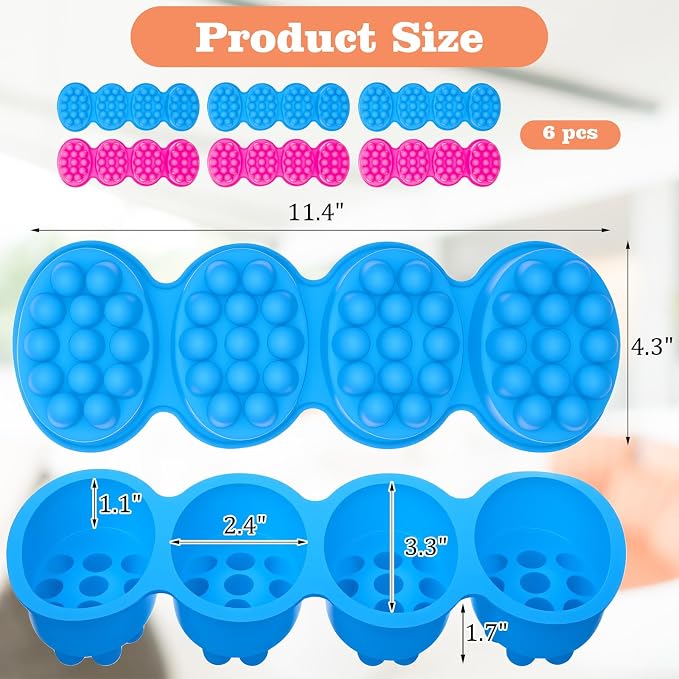6 Pack Silicone Massage Bar Soap Molds, Oval Massage Soap Mould Cookie Chocolate Cake Mold Tray, Food Grade BPA Free, Handmade Soap Molds for Soaps Making for DIY Homemade Crafts