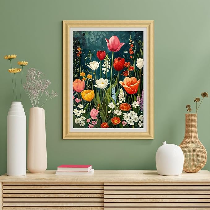 Yanfairy Wildflower Art Painting Kits for Adults, Full Drill Diamond Dots Paintings for Beginners, Round 5D Paint with Diamonds Pictures Gem Art Painting Kits DIY Crafts Kits 12x16inch