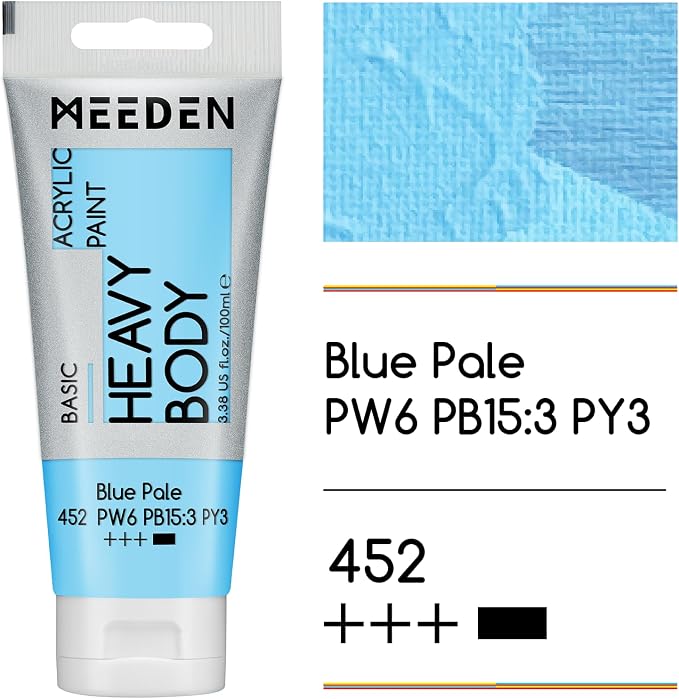 MEEDEN Acrylic Paint Blue Pale: 100ml/3.38oz x 2 with Titanium White | Heavy Body Artist Acrylic Paint Set for Canvas, Wood & Craft, Non-toxic Creamy Art Paint with Titanium White for Mixing
