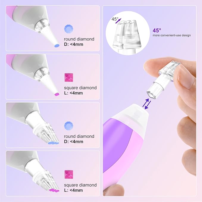 Electric Diamond Art Pen with Light, Diamond Art Tools for Adults, Violet