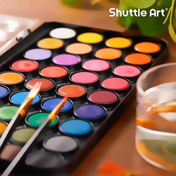 Shuttle Art 58 Pack Watercolor Paint Set, 48 Colors Watercolor Pan with 10 Paint Brushes for Beginners, Artists, Kids & Adults to Water Color Paint, Bullet Journal, Calligraphy Practice