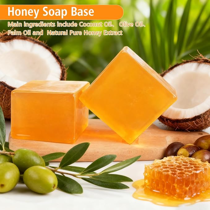 SUPERSUN 2lb Honey Soap Base for Soap Making Supplies,Moisturizing Melt and Pour Sope Base for DIY Handmade,All Natural and Gentle on Skin,Organic Soap Making Kit for Adults,Easy to Cut