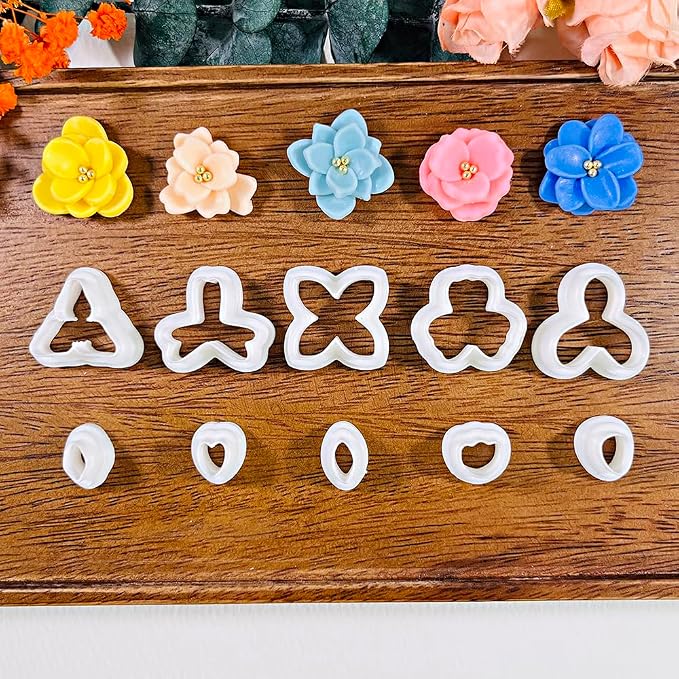 Xaekicr A2-3-1-Handmade Jewelry Pendant Crafting Kit,Flower Plastic Molds Set, DIY Polymer Clay Printing Tools
