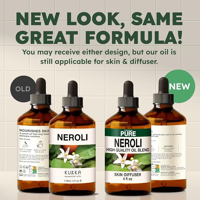 100% Pure Neroli Essential Oil 4 Fl Oz - Neroli Oil for Hair and Skin | Calming Orange Blossom Oil for Diffuser and Aromatherapy, Massage, Body Care, Non-GMO, Undiluted, with Dropper