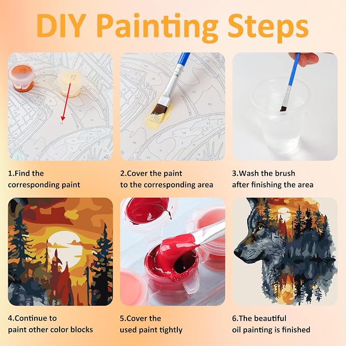 Mandun Animal Paint by Numbers Kit for Adults, 3 Pack, 7.8x11.8 inch | DIY Painting Kits Crafts for Adults, Relieve Stress, Frame Canvas, Wooden Easel, Gift Box, Home Wall Decor