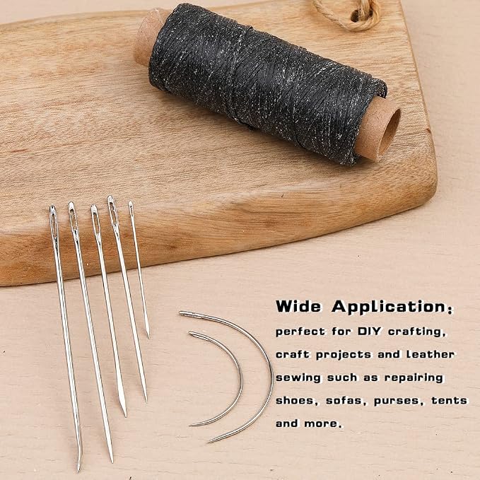 Black Waxed Thread 55 Yards, Leather Sewing Waxed Thread