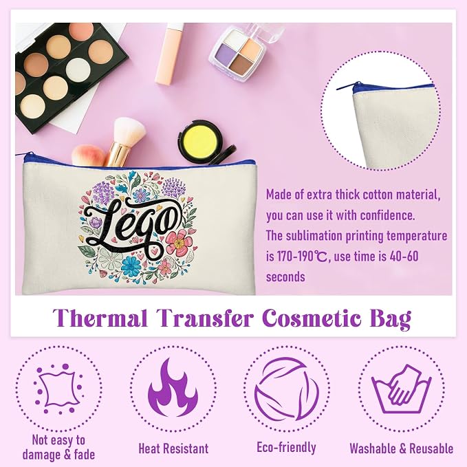 Legigo Blank Canvas Bags Zipper Pouch Makeup Bags Pencil Pouch Bulk | Multi-Purpose, Sturdy Canvas Pouch with Zipper, Cosmetic Travel Toiletry Bag for DIY Crafts, Gifts & Storage, 8.3 x 5 Inch
