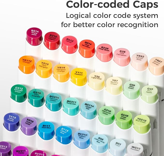 Ohuhu Alcohol Markers 48 Colors Brush& Soft Chisel for Adult Cozy Coloring | Dual Tips Drawing Markers for Artists Beginners Illustration Sketching, AP Certified Refillable Alcohol-based, Honolulu S