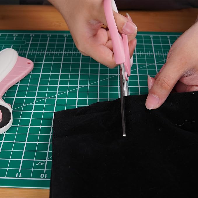 MANUFORE Pink Professional Sewing Scissors Set: Big and Small Scissors, Rotary Cutter with 3pcs Extra Blades for Cutting Fabric