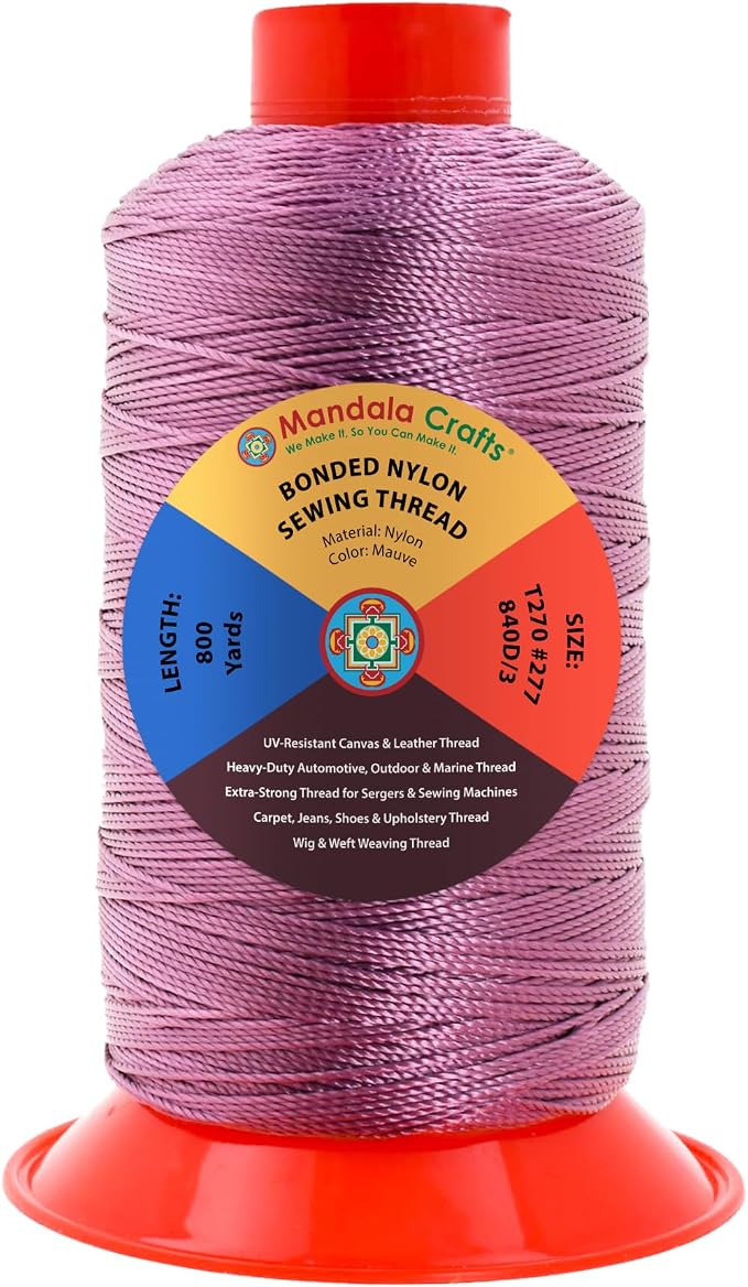 Mandala Crafts Size 277 840D T270 Mauve Bonded Nylon Thread, 800 YDs
