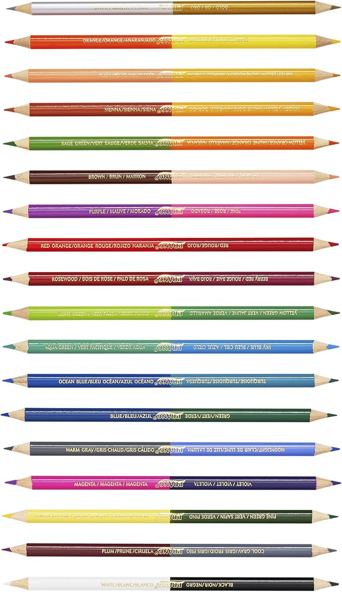 Prang Duo-Color Colored Pencil Sets, 3 Mm, 2b (#1), Assorted Lead/barrel Colors, 18/pack