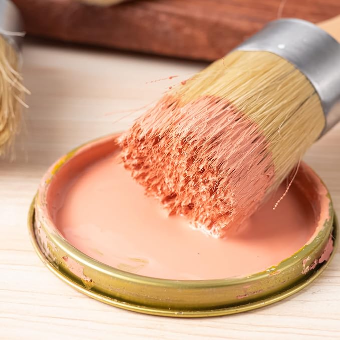 Mister Rui Chalk Wax Paint Brush 3 pcs, Large Wax Brush for Furniture | Stencil Brushes for All in One Paint Acrylic Paint, Cabinets, Natural Bristles, 1 Small Round Brush and 2 Large Oval Brushes