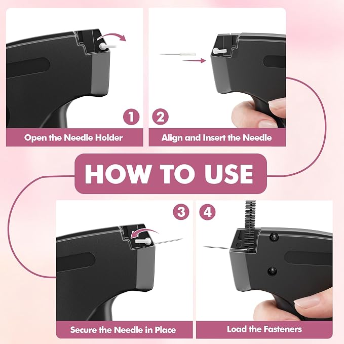 Stitch Gun for Clothes, Tagging Gun, Quick Clothing Fixer, Black