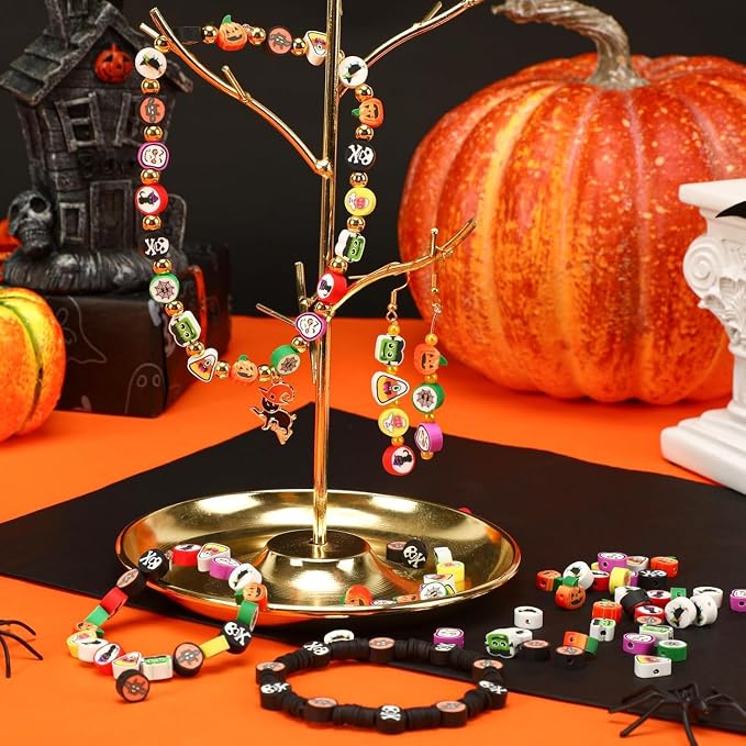 Augshy 300PCS Halloween Polymer Clay Beads for Bracelets Jewelry Making