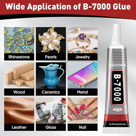 20 PCS 15ml B7000 Rhinestone Glue Clear with Precision Tip, Bedazzling Glue, Multipurpose Super Glues for Nail, Craft, Jewelry Making, Nail Art, DIY, Makeup, Shoes