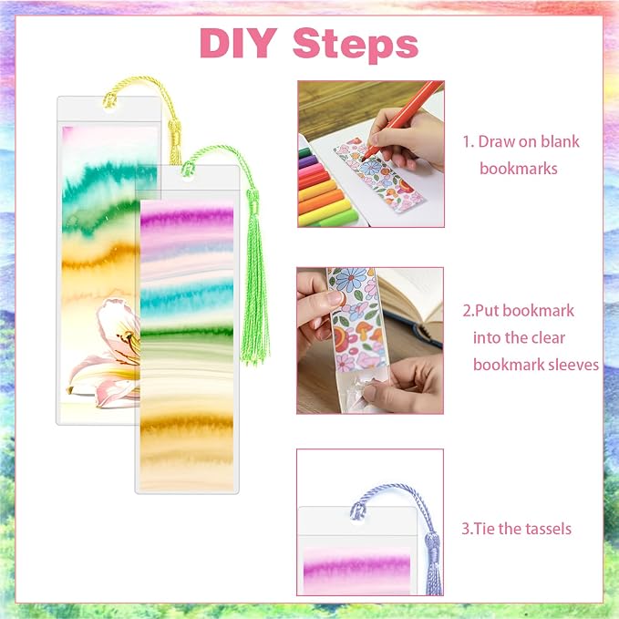 45-Set Bookmark Making Kit, 250g 4.9x1.6in Cards, Sleeves, Tassels