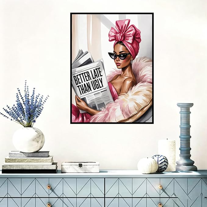 Benjenes Pink Bow Woman Diamond Art Kits for Adults Diamond Painting Kits